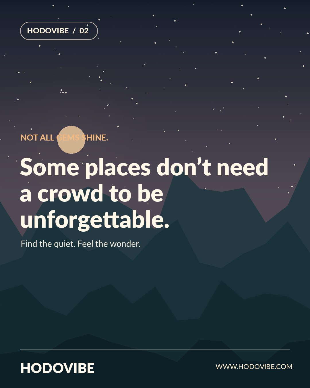 Travel inspiration poster about unforgettable quiet places